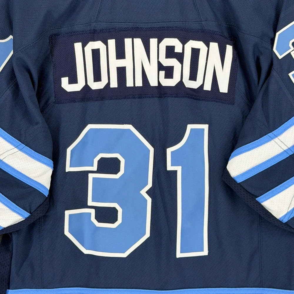 Bauer Team Hockey Jersey Youth‎ Medium Navy Blue Maple Leafs Johnson 31 09J-29H